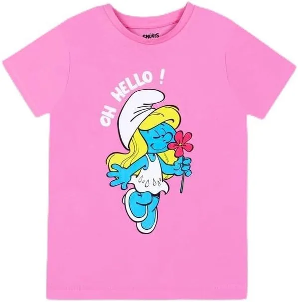 TRUCARE Girls Smurfs Kids Girls Short Sleeves T-Shirt Western (pack of 1)