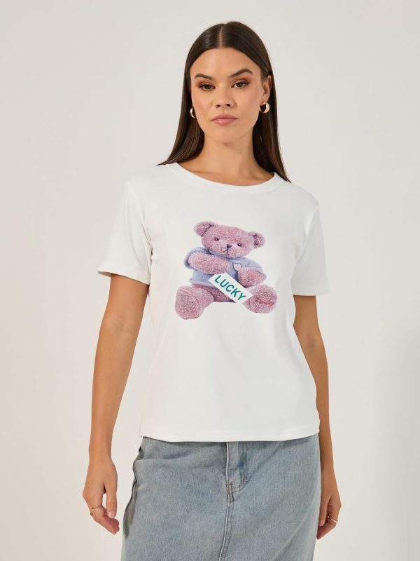 ⁦Styli Women's Short Sleeve Graphic Printed T-Shirt⁩ - الصورة ⁦3⁩
