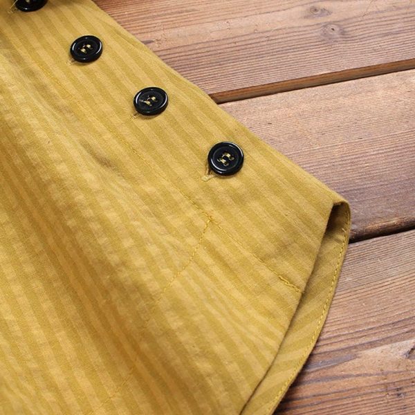 ⁦TINGZI Women Casual Loose Pocket Linen Plus Size Stripe Button Long Shirt Blouse Tops Button Down Loose Comfy Tunic⁩ - الصورة ⁦5⁩