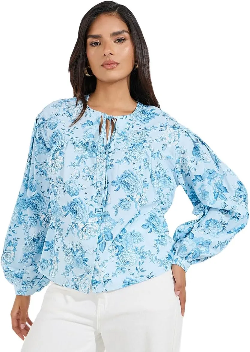 1753841837 Styli Women Tie Up Neck Floral Print Blouse jpg