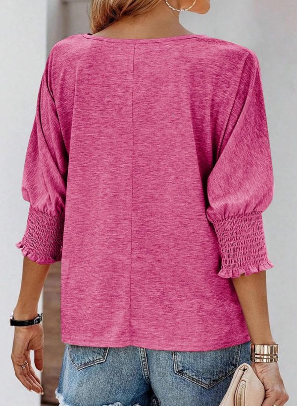 ⁦Dokotoo Women's 2025 Fashion Tops 3/4 Sleeve T-Shirts Cute Crewneck Basic Business Tees Blouses⁩ - الصورة ⁦3⁩