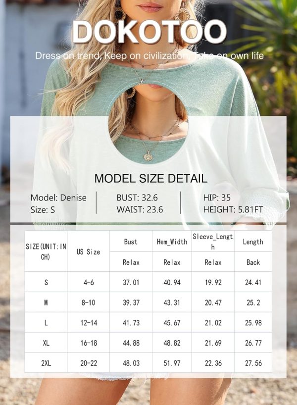 ⁦Dokotoo Women's 2025 Fashion Tops 3/4 Sleeve T-Shirts Cute Crewneck Basic Business Tees Blouses⁩ - الصورة ⁦6⁩