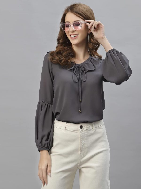 ⁦Krave Women Maroon Solid Tops⁩ - الصورة ⁦3⁩