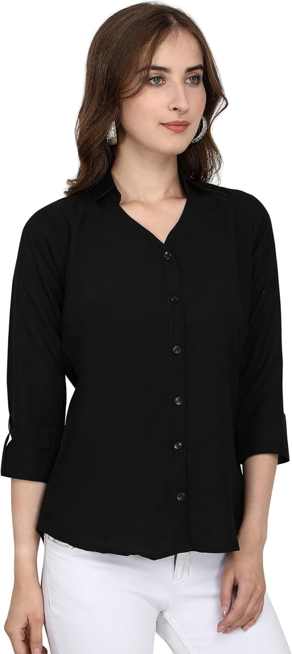 ⁦Leriya Fashion Women Rayon V-Neck Top for Women (LF_W1163-M)⁩ - الصورة ⁦3⁩