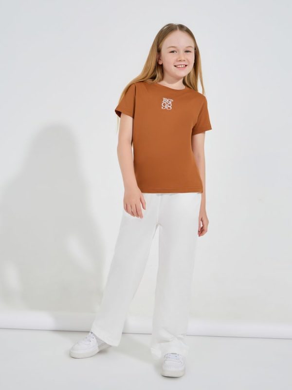 ⁦Styli Girls Basic Wide Leg Joggers with Drawstring⁩ - الصورة ⁦3⁩