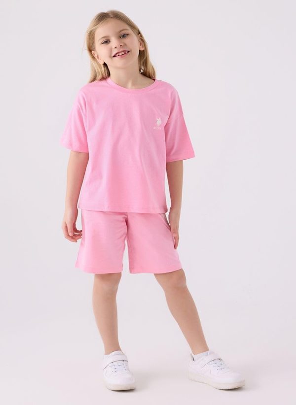 ⁦U.S. POLO ASSN. Girls Pink Bermuda Set⁩ - الصورة ⁦2⁩