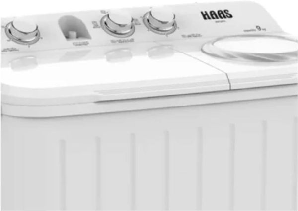 ⁦Haas 9 kg Twin Tub Washer with Knob Control | Model No HWT29XL with 2 Years Warranty,White⁩ - الصورة ⁦2⁩