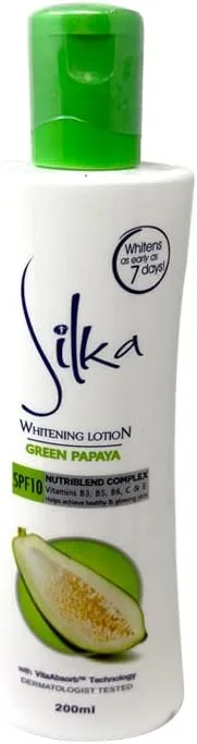 Silka Green Papaya Skin Whitening Lotion,200ml SPF10