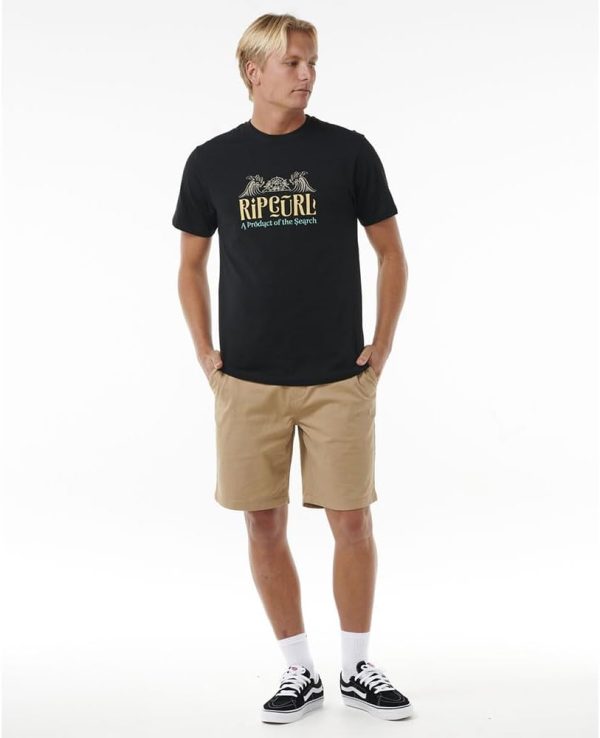 ⁦RIP CURL Men's Horizon Tee T Shirt Top Black⁩ - الصورة ⁦4⁩
