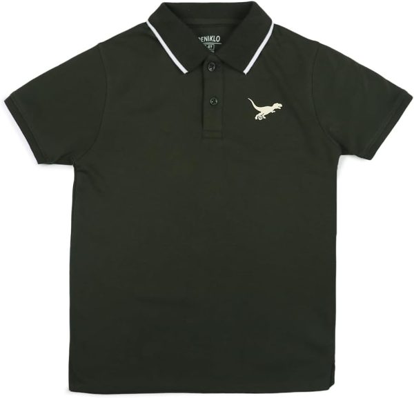 ⁦Deniklo Boys' Polo T-Shirt & Shorts Set 100% Cotton Bio-Washed Fabric⁩ - الصورة ⁦2⁩