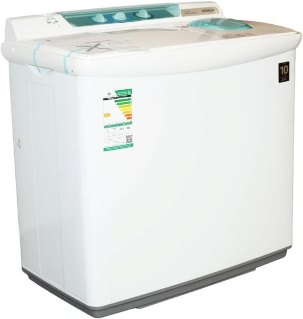 ⁦Hitachi Twin Tub washing machine PS-1105JJWH, 10.5KG, Air Jet Dry, Nano Titanium Air Jet Filter, White⁩ - الصورة ⁦4⁩