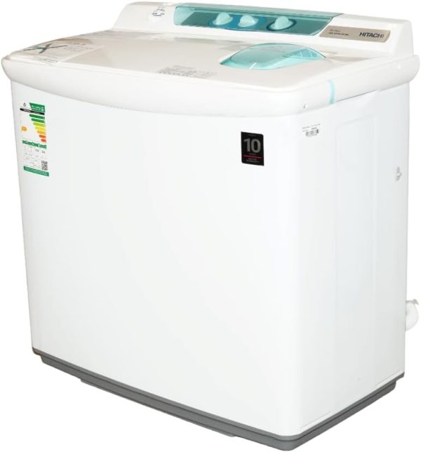 ⁦Hitachi Twin Tub washing machine PS-1105JJWH, 10.5KG, Air Jet Dry, Nano Titanium Air Jet Filter, White⁩ - الصورة ⁦3⁩