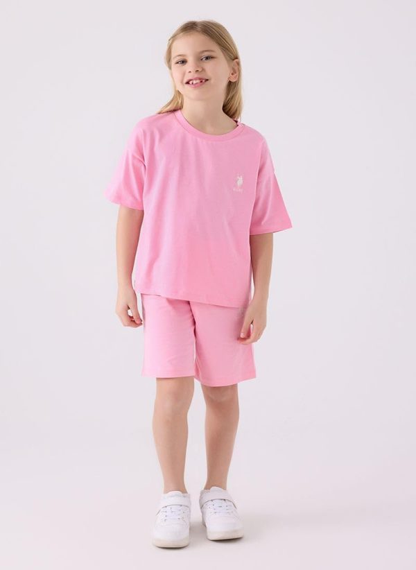 ⁦U.S. POLO ASSN. Girls Pink Bermuda Set⁩ - الصورة ⁦4⁩
