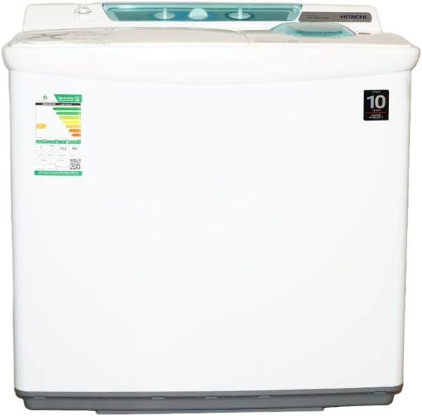 Hitachi Twin Tub washing machine PS-1105JJWH, 10.5KG, Air Jet Dry, Nano Titanium Air Jet Filter, White