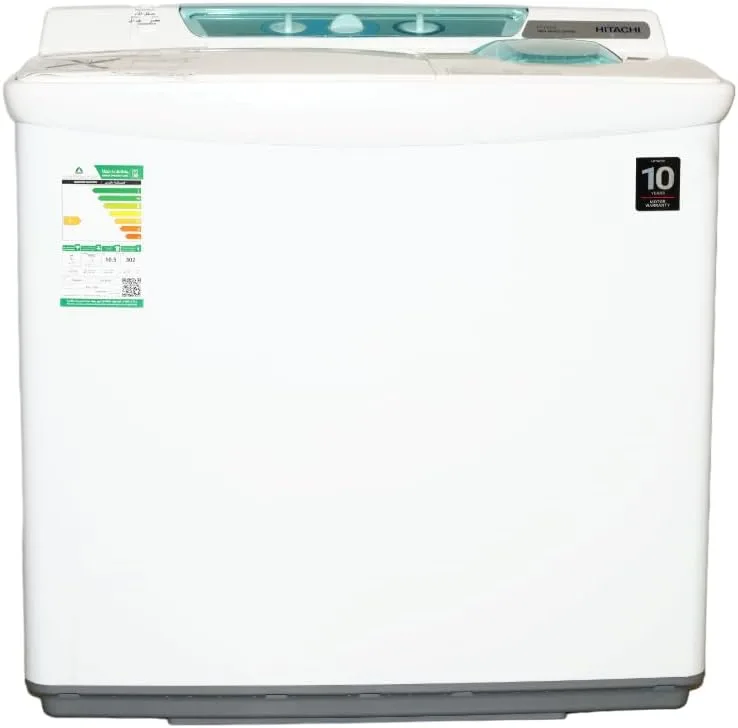 Hitachi Twin Tub washing machine PS-1105JJWH, 10.5KG, Air Jet Dry, Nano Titanium Air Jet Filter, White