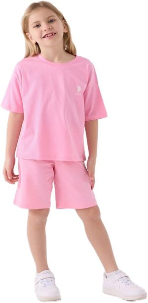 U.S. POLO ASSN. Girls Pink Bermuda Set