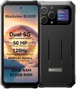 Blackvie BL8000 Rugged 12GB+512GB 50MP 8800mAh 33W Android 13 6.78" 2.4K FHD Display MediaTek Dimensity 7050 5G NFC Smartphone