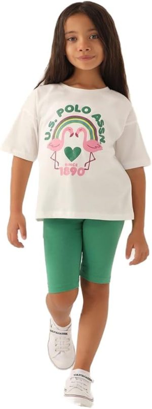 U.S. POLO ASSN. Girls Beige Bermuda Set