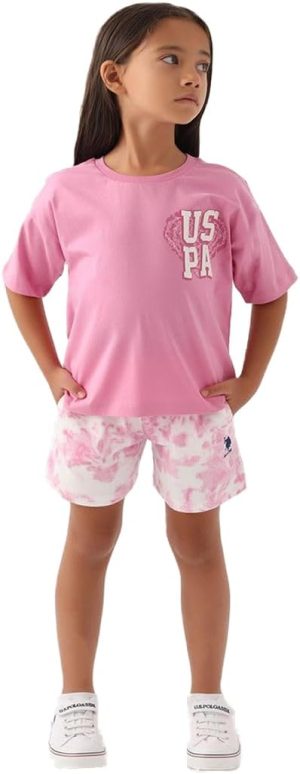 U.S. POLO ASSN. Girls Pink Short Set
