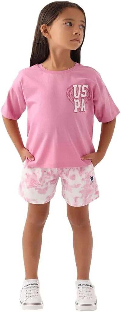 U.S. POLO ASSN. Girls Pink Short Set