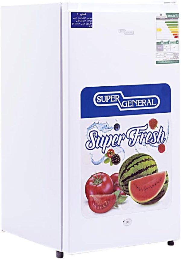 ⁦Super General 91 Liter 3.2 Cubic Feet Single Door Refrigerator With Manual Defrost, Model No KSGR133 with 2 Years Warranty, White.⁩ - الصورة ⁦3⁩