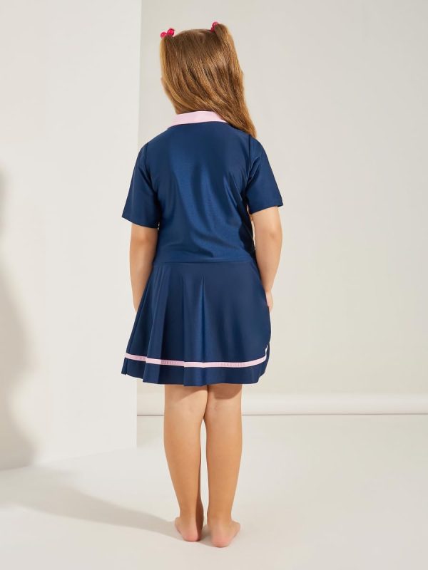 ⁦Styli Girls 2111260822 Contrast Trim High Neck Skirted Swimsuit⁩ - الصورة ⁦5⁩