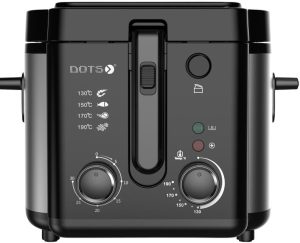DOTS Deep Fryer with 30 Minute Timer, 1600W 2.5L Deep Fryer with Basket for Home Use, with Display Window, Built-in Frying Basket and Handle