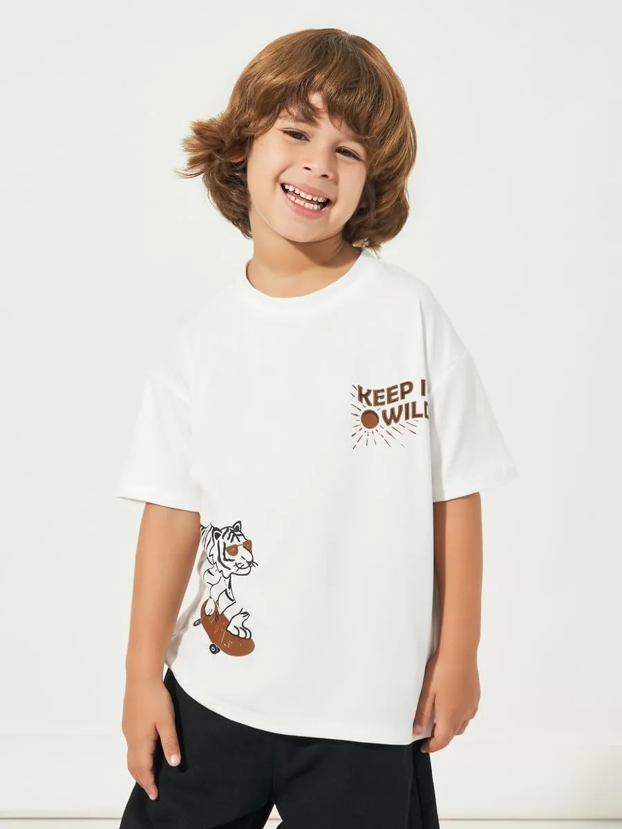 Styli Boys Graphic Print Short Sleeves Oversized T-Shirt