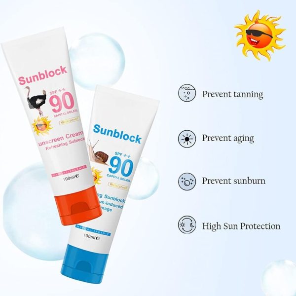 ⁦Azonee Sunscreen Cream SPF90PA++,Protection Face Cream Disaar Sunblock 90++ Protective Cream Pigmentation, Undamage Ultra Sunscreen, Daily Use, Travel for All Skin Type 100g⁩ - الصورة ⁦2⁩
