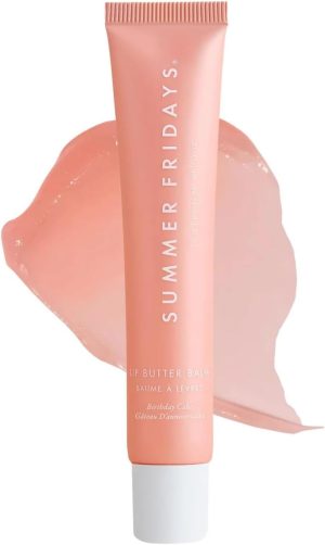 Summer Fridays Lip Butter Balm - Conditioning Lip Mask and Lip Balm for Instant Moisture, Shine and Hydration - Sheer-Tinted, Soothing Lip Care - Birthday Cake (.5 Oz)