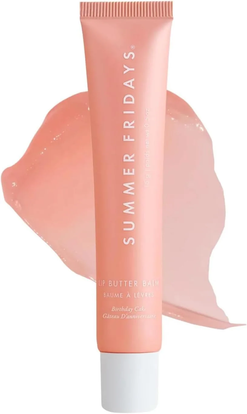 Summer Fridays Lip Butter Balm - Conditioning Lip Mask and Lip Balm for Instant Moisture, Shine and Hydration - Sheer-Tinted, Soothing Lip Care - Birthday Cake (.5 Oz)