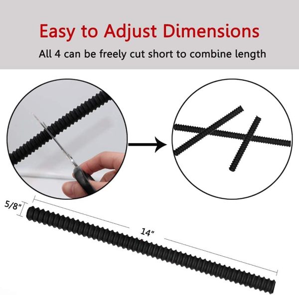 ⁦ELECDON Oven Rack Shields, 4 Pack Heat Resistant Silicone Oven Rack Cover 14 Inches Long Oven Rack Edge Protector, Protect Against Burns and Scars Protector Hot Strip (Black)⁩ - الصورة ⁦7⁩