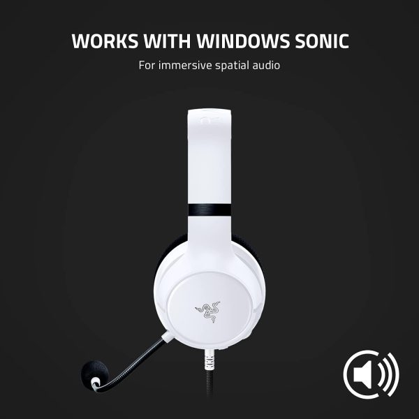⁦Razer Kaira X Wired Headset for Xbox Series X|S, Xbox One, PC, Mac & Mobile Devices: TriForce 50mm Drivers - HyperClear Cardioid Mic - Flowknit Memory Foam Ear Cushions - On-Headset Controls - White⁩ - الصورة ⁦5⁩