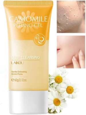 NALACAL Chamomile Exfoliating Gel (60g), Deep Cleansing and Gentle Exfoliation for Shrinking Pores – Removes Dirt, Tightens, Hydrates, and Repairs Skin – Soothes, Softens, and Improves Skin Tone