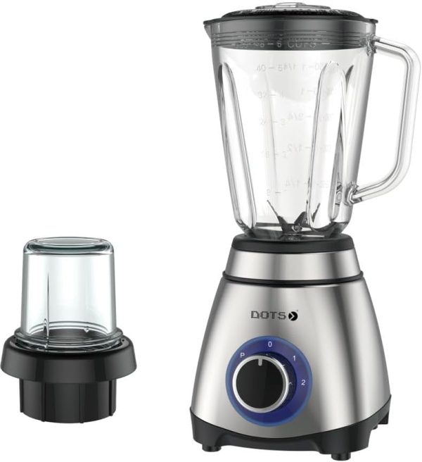 ⁦2 in 1 Glass Electric Blender, 600W – Grinder Included, Ice Crushing Blades, 2 Speeds + Pulse, Stainless Steel Body, Non-Slip Base, 1.5L Capacity⁩ - الصورة ⁦8⁩
