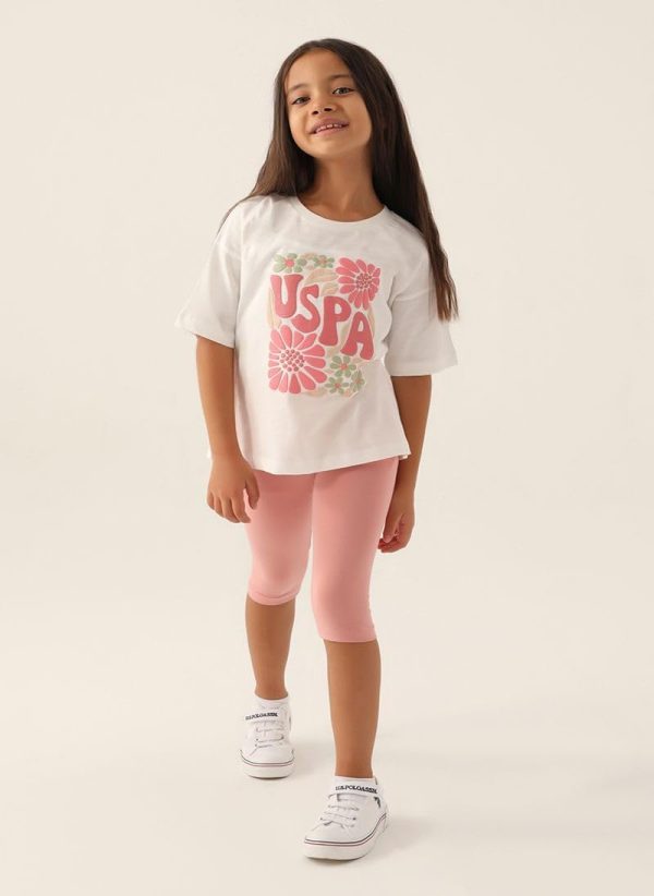 ⁦U.S. POLO ASSN. Girls Cream Capri Set⁩ - الصورة ⁦4⁩