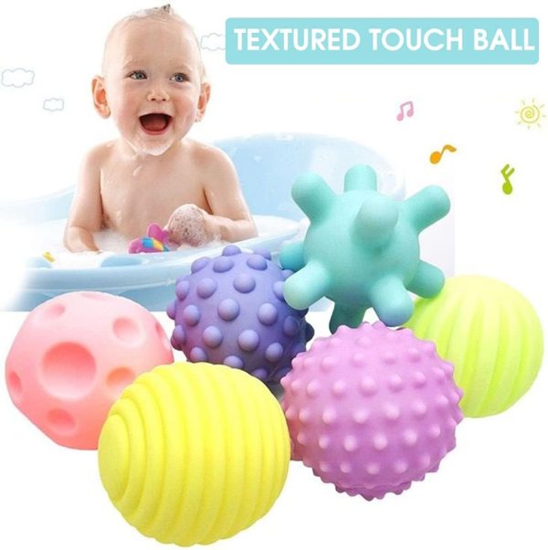 ⁦PATPAT® Squeeze Balls for Kids, 6 Pack, Ages 3-12 Months, Textured, Squeak, Bath & Play, Vinyl, Baby Toy⁩ - الصورة ⁦6⁩