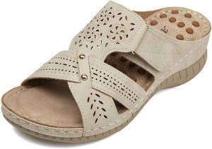 wuzhengzhijia Women's PU Leather Orthopedic Sandal, 39 EU