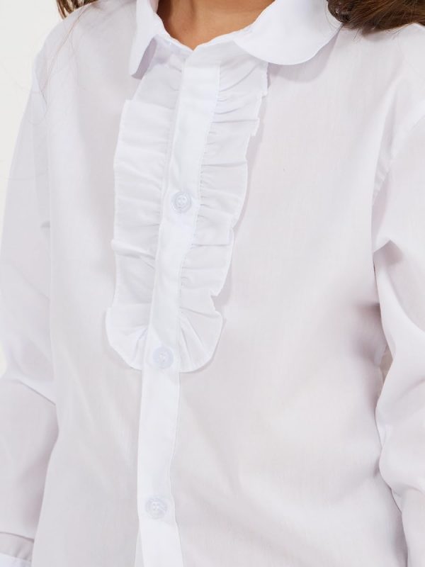 ⁦Styli Girls 2111358736 Solid Ruffle Detail Long Sleeves Shirt⁩ - الصورة ⁦3⁩