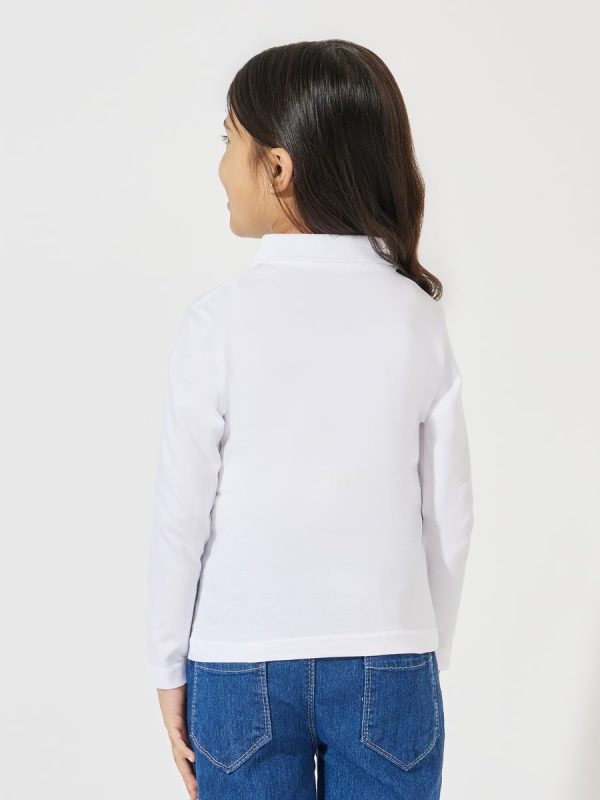 ⁦Styli Girls Solid Polo T-Shirt With Full Sleeves⁩ - الصورة ⁦5⁩