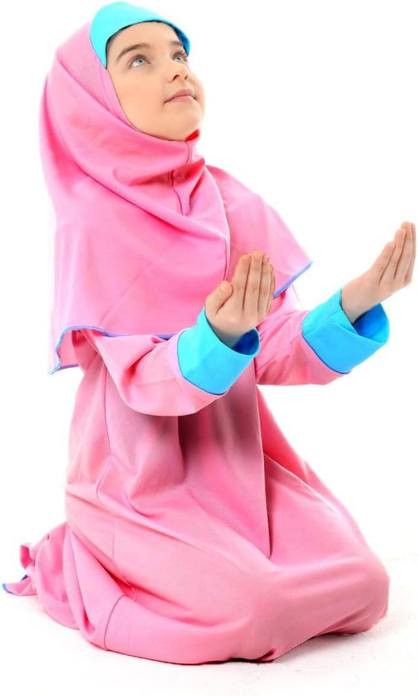 ⁦Girl's Prayer Dress with Flower Print and Cuffs⁩ - الصورة ⁦3⁩