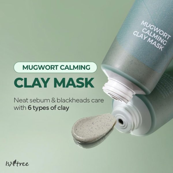⁦ISNTREE Real Mugwort Clay Mask 3.38 fl. oz. | Removes Dead Skin Cells Blackheads Whiteheads & Sebum Control | Deeply Moisturizing Clay Facial Mask for Dry Sensitive Oily Skin with Mugwort Extracts⁩ - الصورة ⁦2⁩