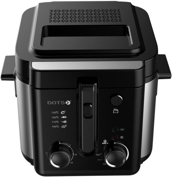 ⁦DOTS Deep Fryer with 30 Minute Timer, 1600W 2.5L Deep Fryer with Basket for Home Use, with Display Window, Built-in Frying Basket and Handle⁩ - الصورة ⁦2⁩