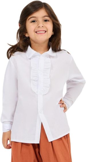 Styli Girls 2111358736 Solid Ruffle Detail Long Sleeves Shirt