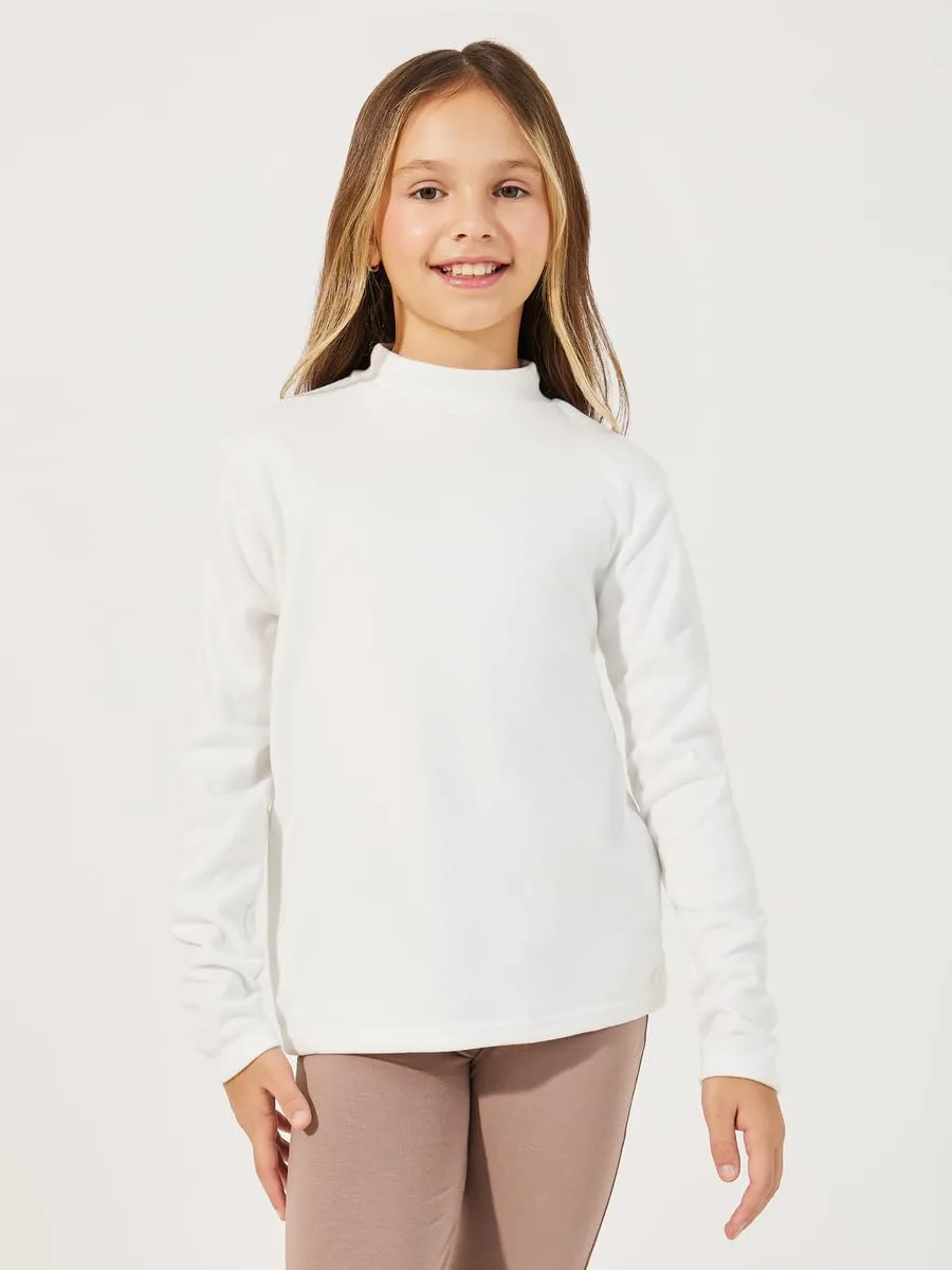 Styli Girls Solid High Neck Long Sleeves T-Shirt