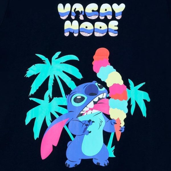⁦Disney Girls Disney Stitch Vacay Mode Kids Girls Short Sleeves T-Shirt Western (pack of 1)⁩ - الصورة ⁦5⁩