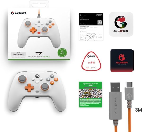 ⁦GameSir T7 Wired Controller for Xbox Series X|S, Xbox One & Windows 10/11, Plug and Play Gaming Gamepad with Hall Effect Joysticks/Hall Trigger, 3.5 mm Audio Jack - White⁩ - الصورة ⁦7⁩