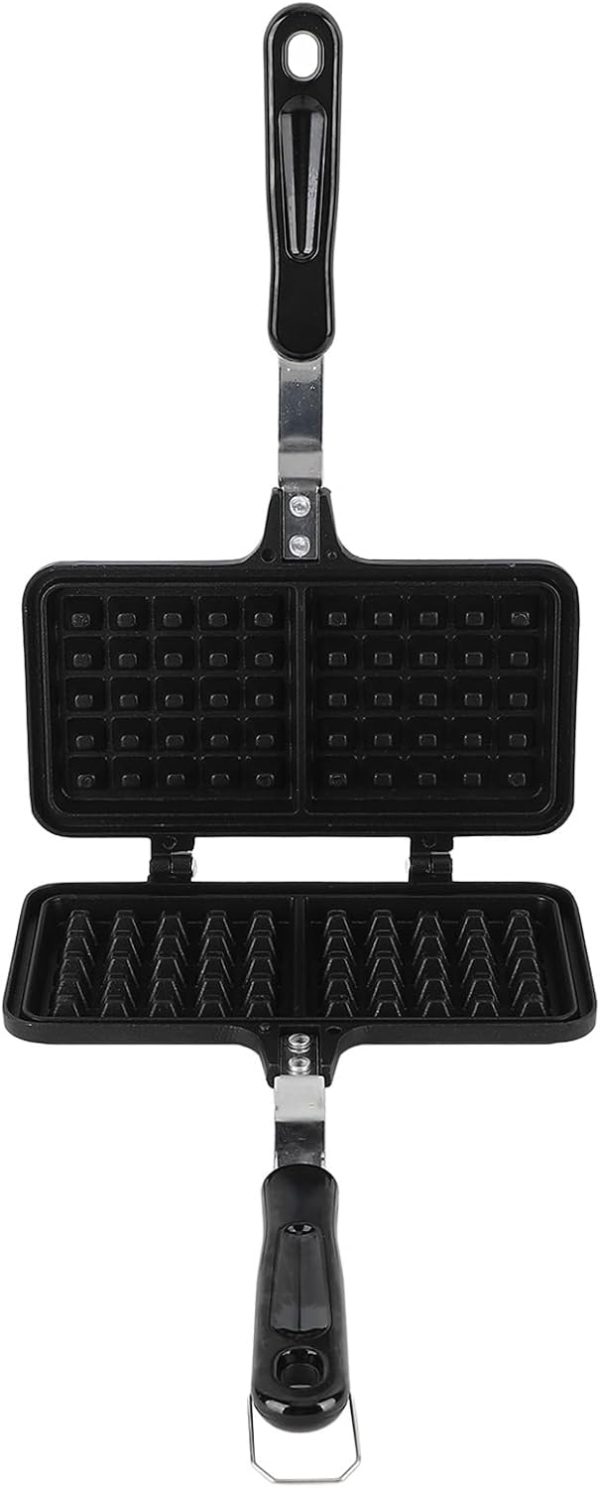 ⁦gernie Aluminum Nonstick Stovetop Waffle Pan, Double Waffle Baking Pan, Even Heating, Compact Design, 21x33x3cm / 8.3x13.0x1.2in⁩ - الصورة ⁦9⁩