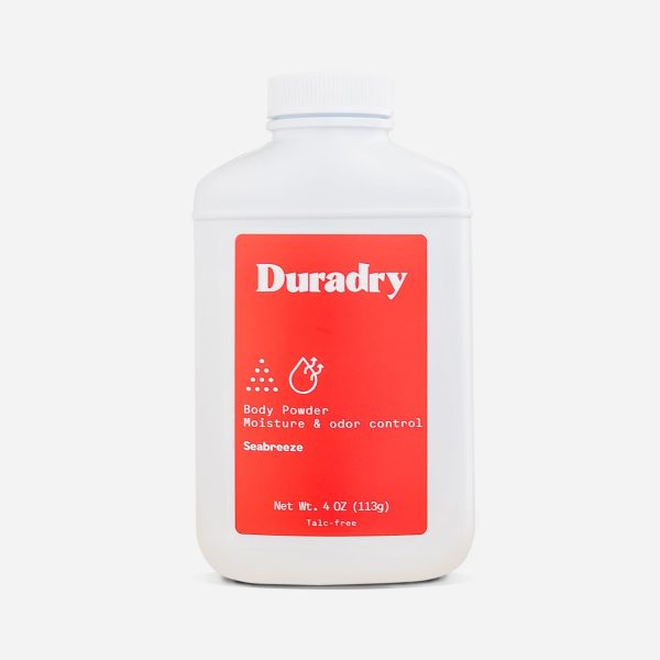 Duradry Body Powder - Sweat Defense & Odor Control, Sweat Absorbing, Anti-Chaffing, All Natural Powder, Talc-Free, Prevents and Eliminates Any Body Odor Naturally - Seabreeze, 4oz