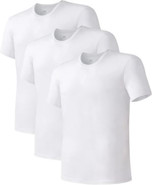 DAVID ARCHY Men's 3 Pack Soft Comfy Bamboo Rayon Undershirts Breathable Tees Short Sleeve T-Shirts